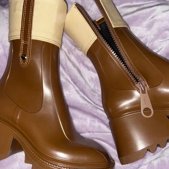Chloé Brown Tall Rain Boots - Picture 6 of 11